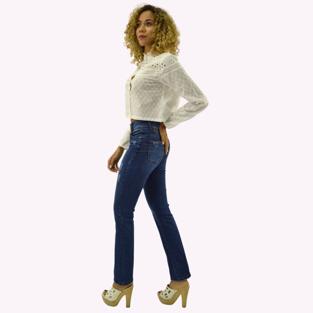 TENTATION - Jeans Recto T.A.  Push Up Azul