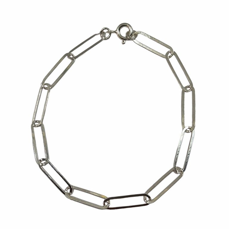 Pulsera Eslabon Alargado 16x4mm Plata Fina 925 Plateado TALLA UNICA