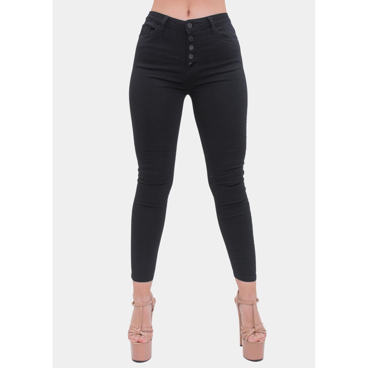 CLUB SALVAJE - Jeans Skinny Botones Elasticado - Negro