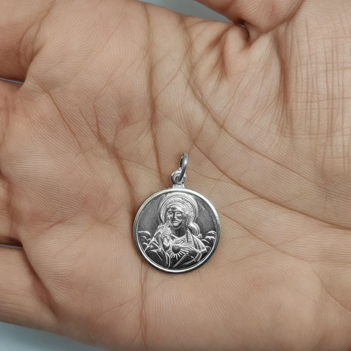 ANDREA COGGIOLA JOYAS - Colgante Sagrado Corazón 20mm Plata Fina 925