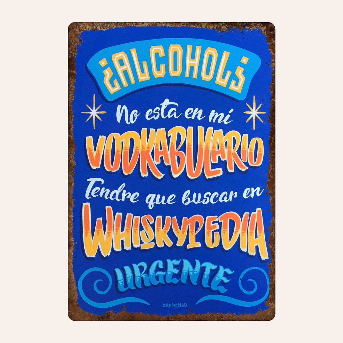 GENERICO - Letrero Vintage madera CARTELITO - Alcohol no esta en mi vodkabulario