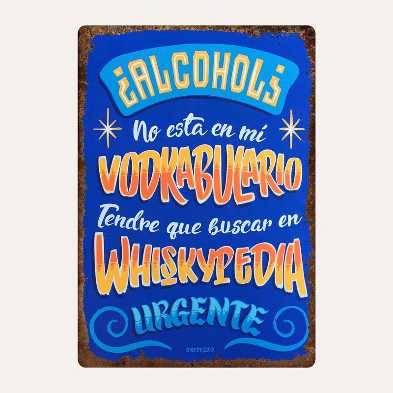 GENERICO - Letrero Vintage madera CARTELITO - Alcohol no esta en mi vodkabulario