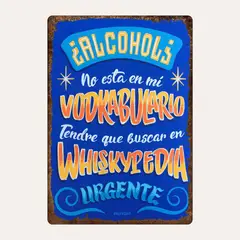 GENERICO - Letrero Vintage madera CARTELITO - Alcohol no esta en mi vodkabulario
