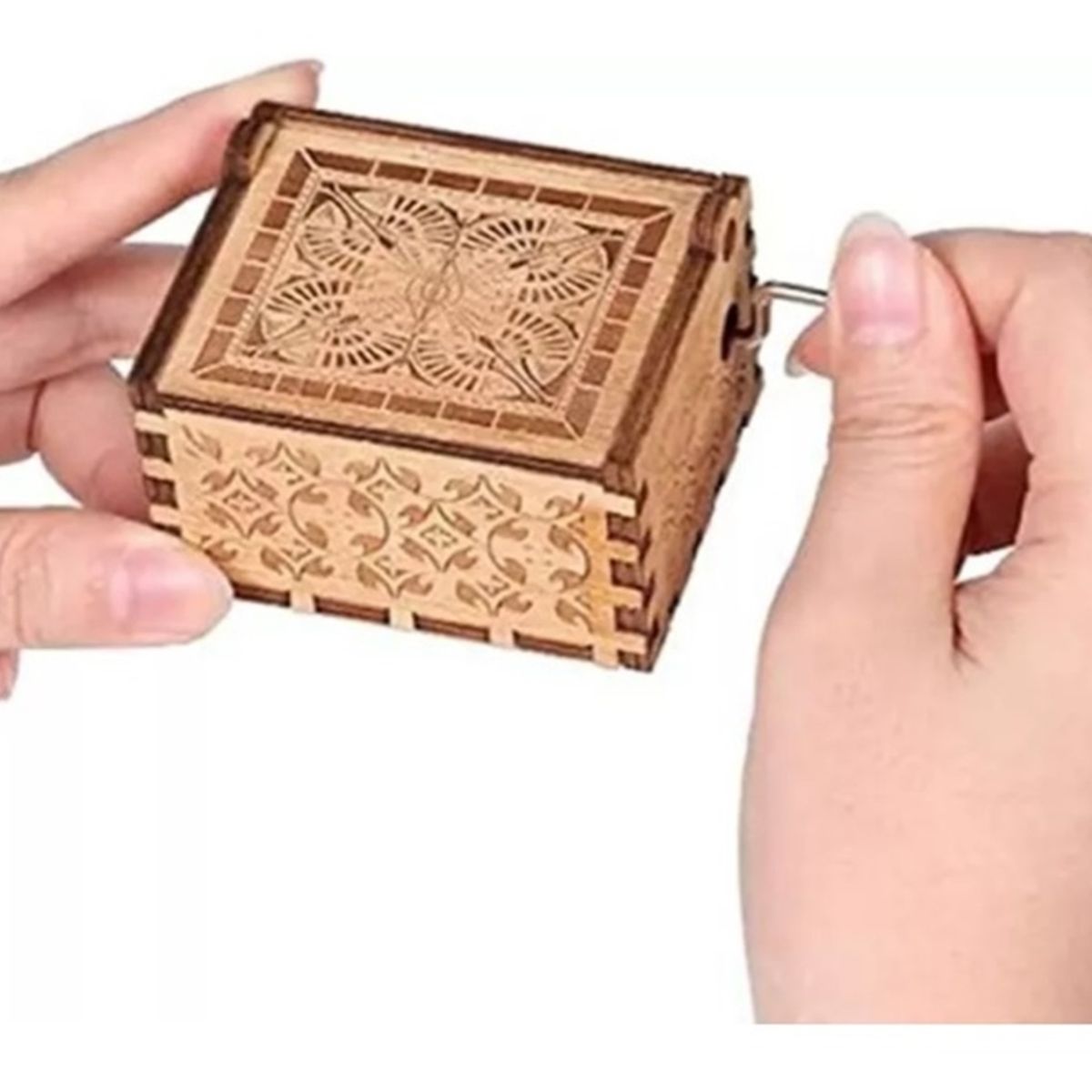 GENERICO - CAJA MUSICAL DE MADERA CON MANIVELA COLDPLAY YELLOW