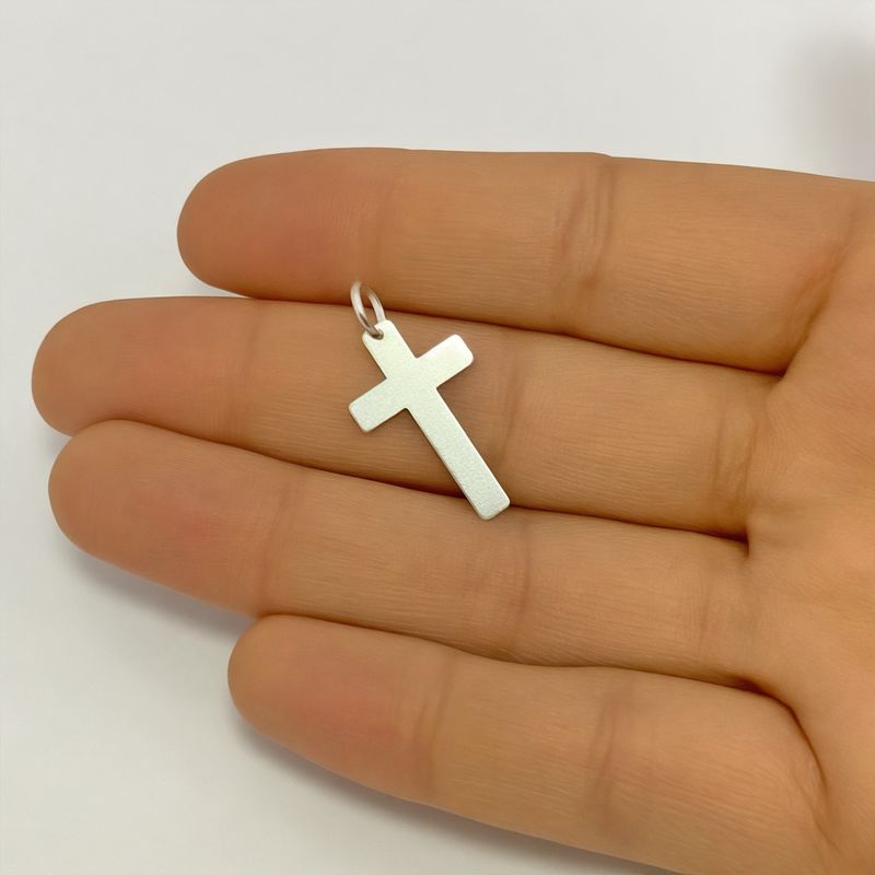 ANDREA COGGIOLA JOYAS - Colgante Cruz Satinada Plata Fina 925