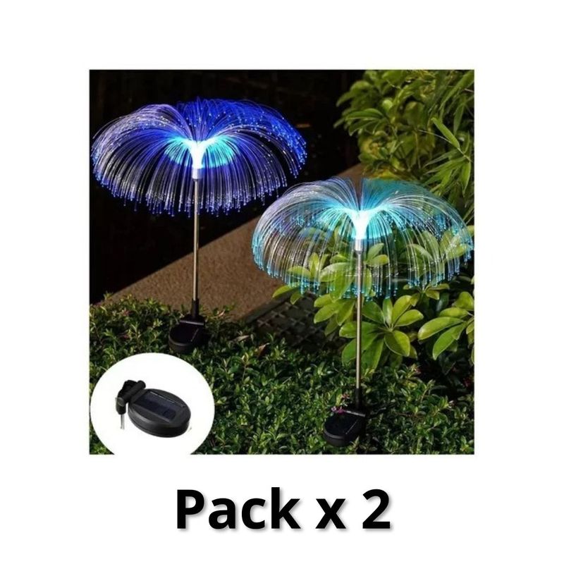 GENERICO - Pack De 2 Estacas Solares Estilo Medusa Con Luces Multicolor