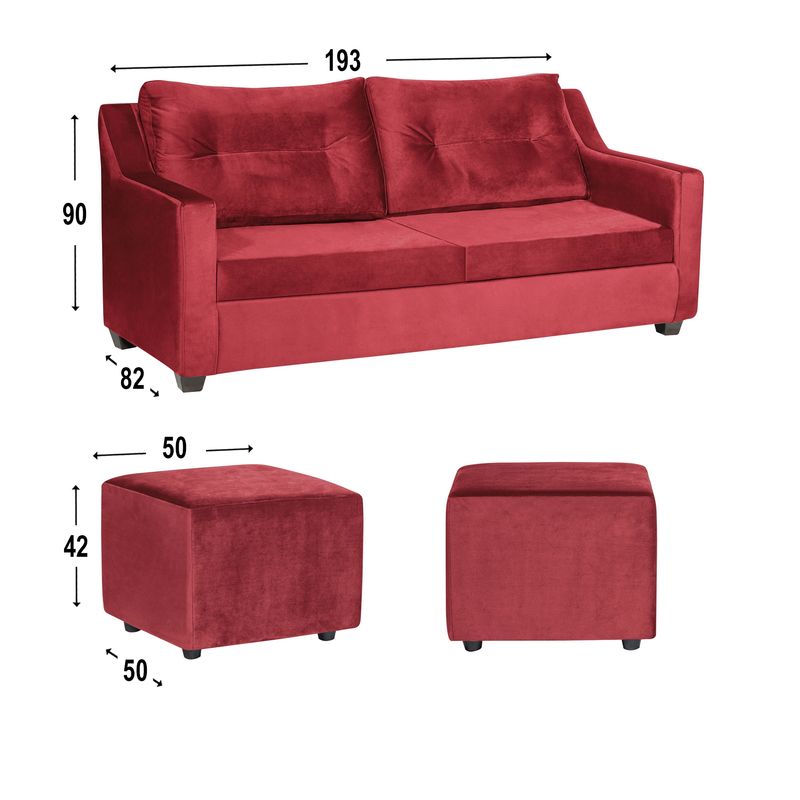 GENERICO - SOFA ARIES  2PUFF BURDEO