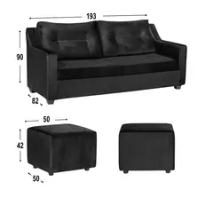 GENERICO - SOFA ARIES 2PUFF NEGR0