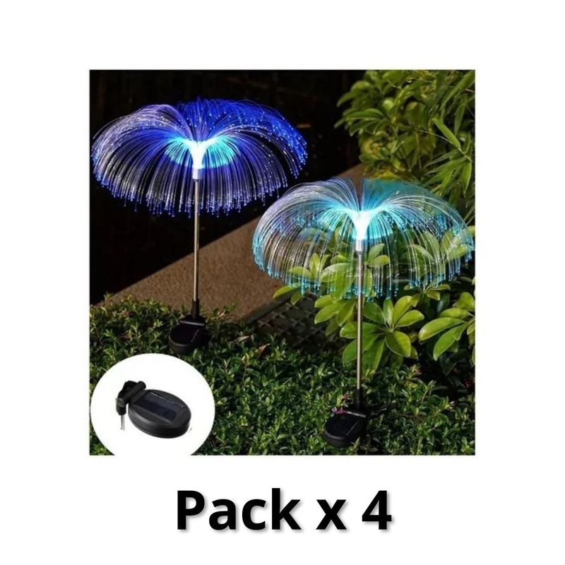 GENERICO - Pack De 4 Estacas Solares Estilo Medusa Con Luces Multicolor