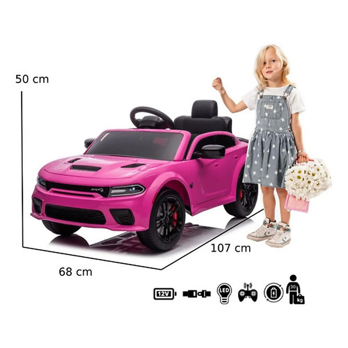 KIDSCOOL - Auto A Bateria Dodge Charger SRT Rosa