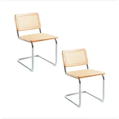 CORI CORI - Pack 2 Silla Breuer Madera y Rattan - Madera Natural