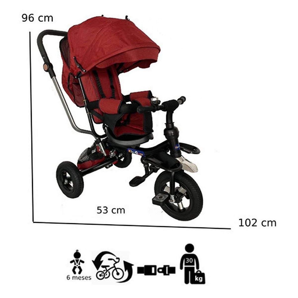 KIDSCOOL - TRICICLO COCHE PRIME MULTIFUNCION ROJO - TX-012-RJ