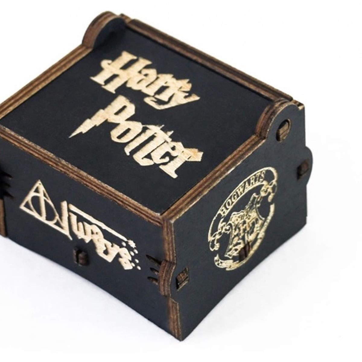 GENERICO - CAJA MUSICAL DE MADERA A CUERDA HARRY POTTER NEGRA