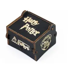 GENERICO - CAJA MUSICAL DE MADERA A CUERDA HARRY POTTER NEGRA