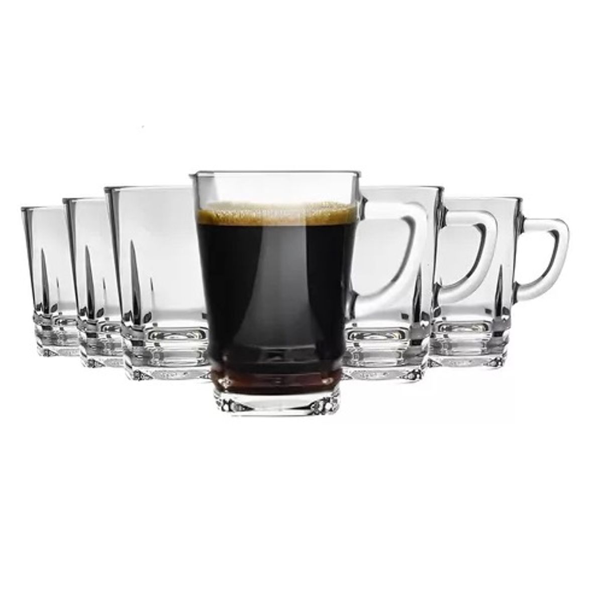 LAV - Set 6 Tazas Para Café Té Marca Lav Vidrio 225ml Elegan
