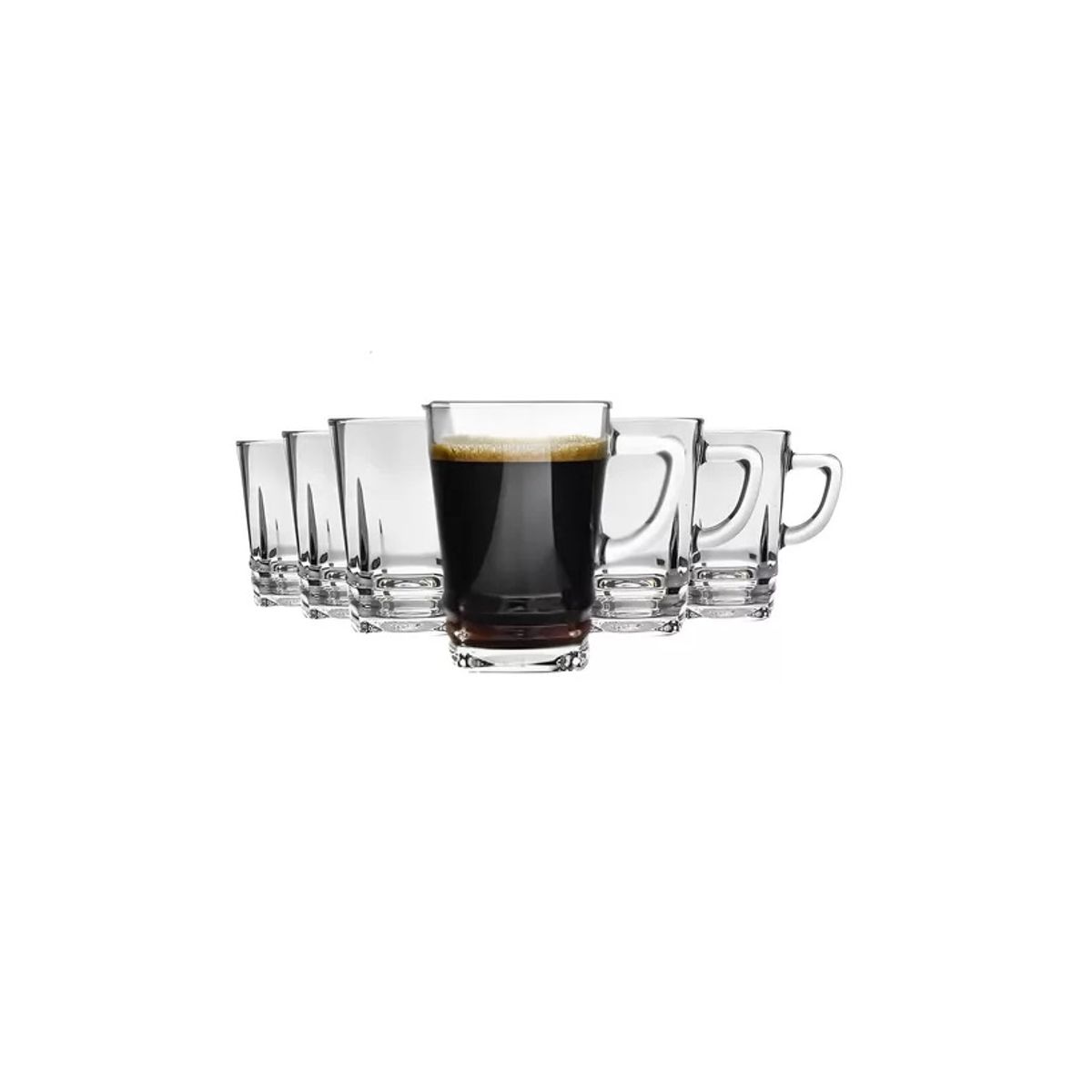 LAV - Set 6 Tazas Para Café Té Marca Lav Vidrio 225ml Elegan
