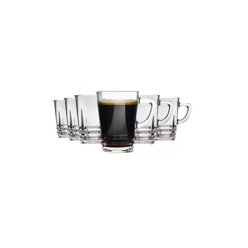 LAV - Set 6 Tazas Para Café Té Marca Lav Vidrio 225ml Elegan