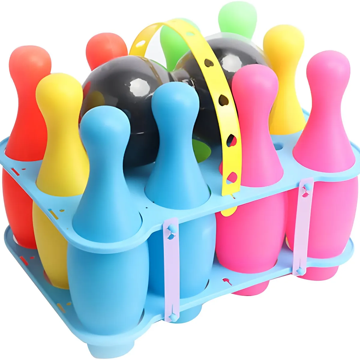 CRUSEC - Juego de Bowling de Plástico para niños 10 Pines + 2 Pelotas