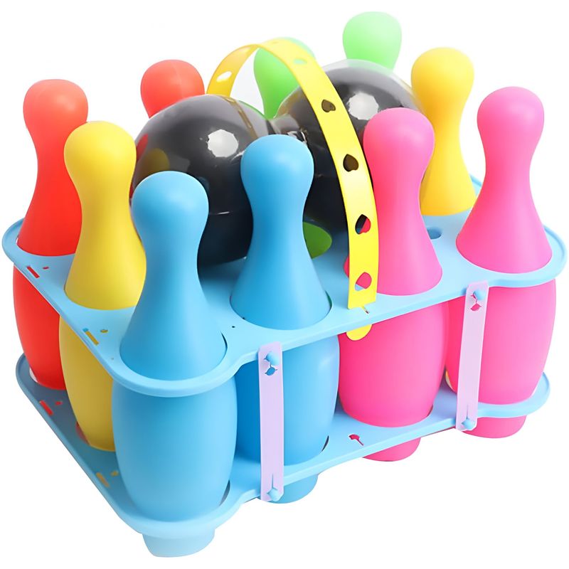 CRUSEC - Juego de Bowling de Plástico para niños 10 Pines + 2 Pelotas
