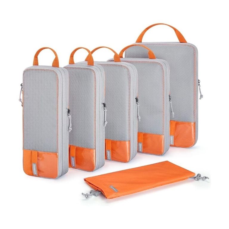 Organizadores de Equipaje con Compresion 6 pzs Naranja Naranja ...