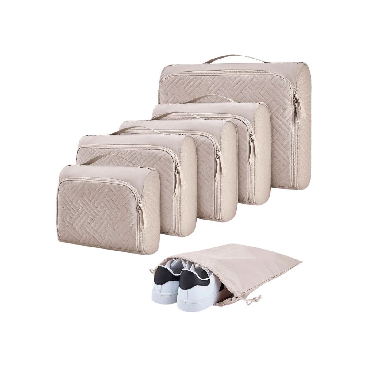 BAGSMART - Bagsmart Organizadores de Equipaje Rígidos Acolchados 6 pzs Marfil