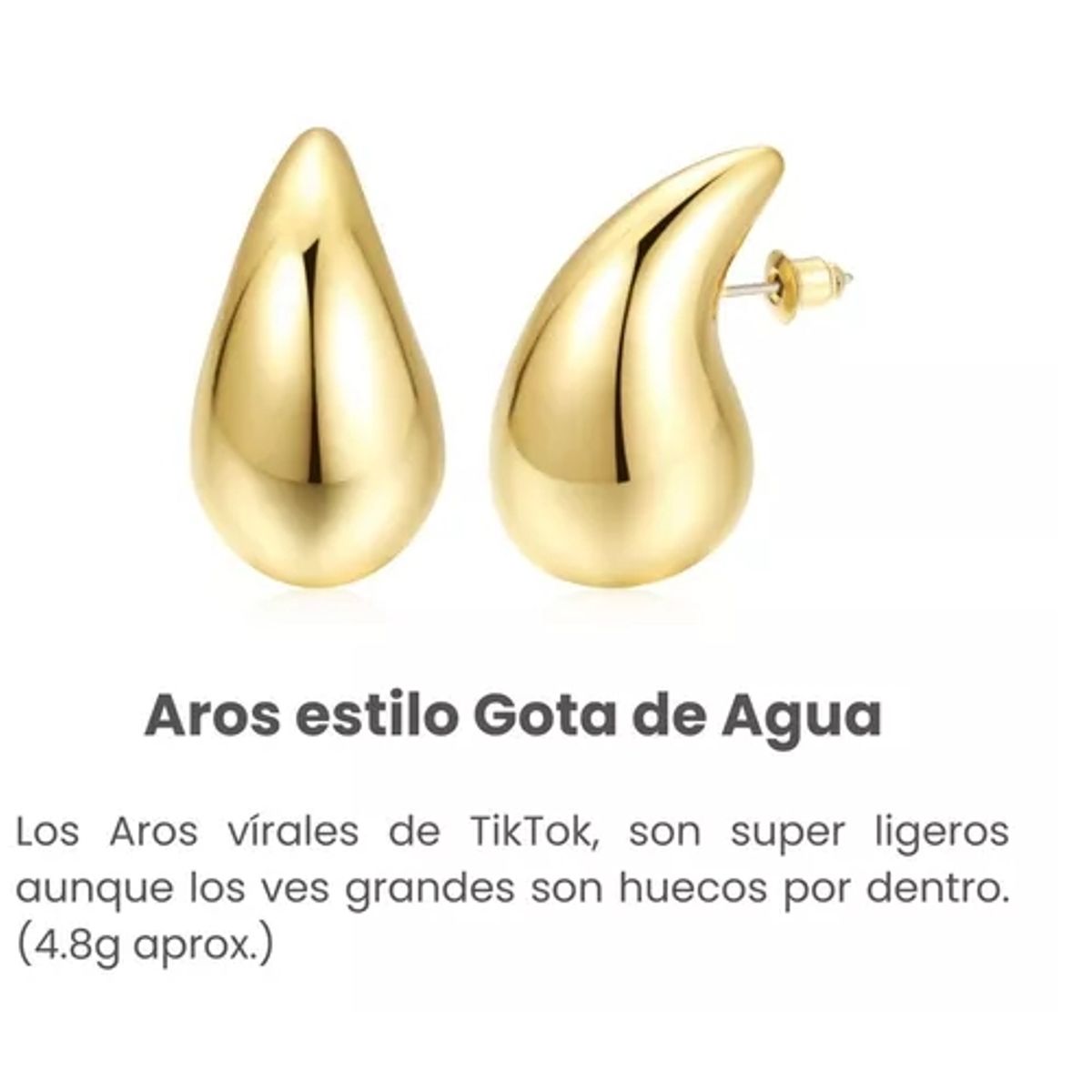 GENERICO - Aros Aretes Mujer Gota De Agua Tik Tok Estilo Bottega
