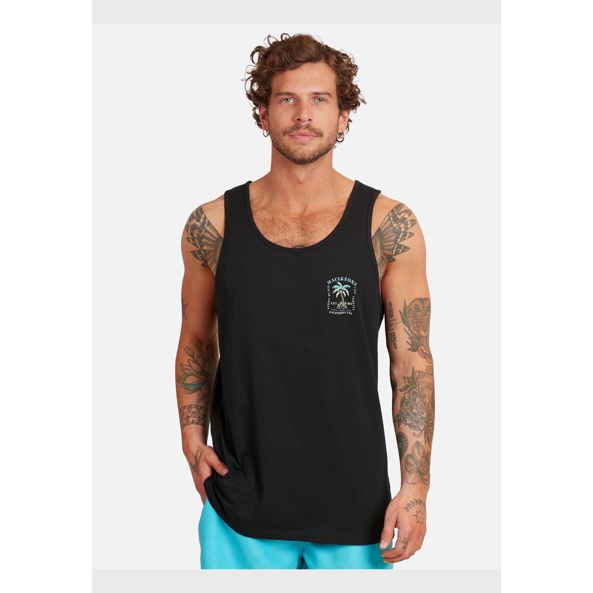 MAUI AND SONS - Polera Venice Beach Gradient Tanks Hombre Negro Maui And Sons