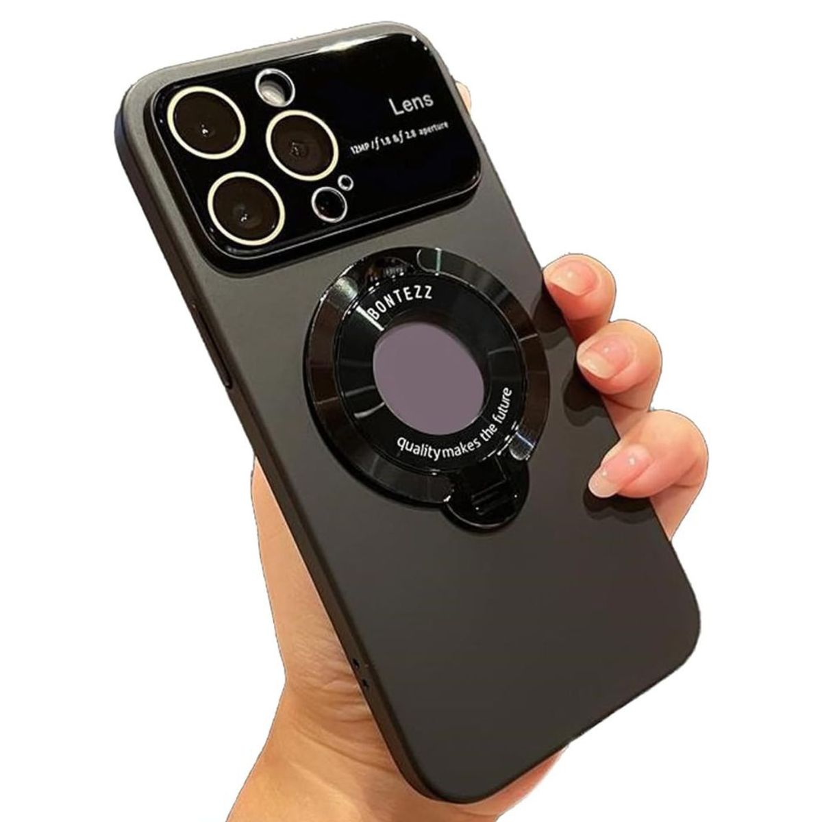 GENERICO - Funda Wide Lens con soporte y correa para iPhone 12 Pro Max - Black