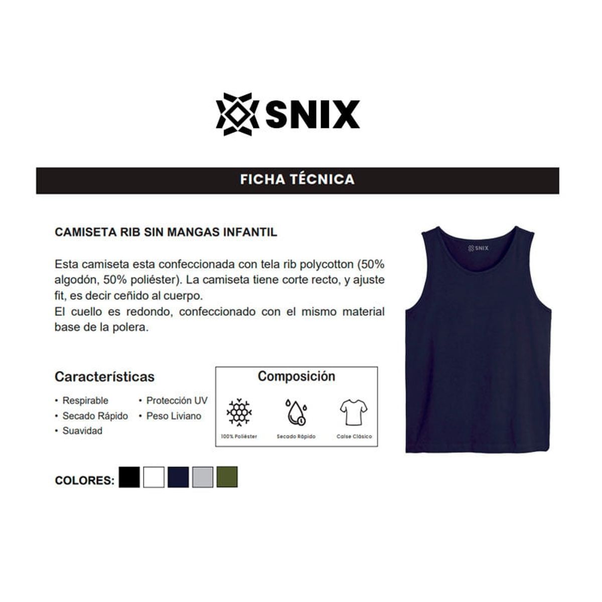 SNIX - Camiseta Rib Sin Manga Snix