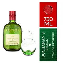 BUCHANANS - Pack Whisky Buchanan's 12 Años 750ml + 2 Vasos