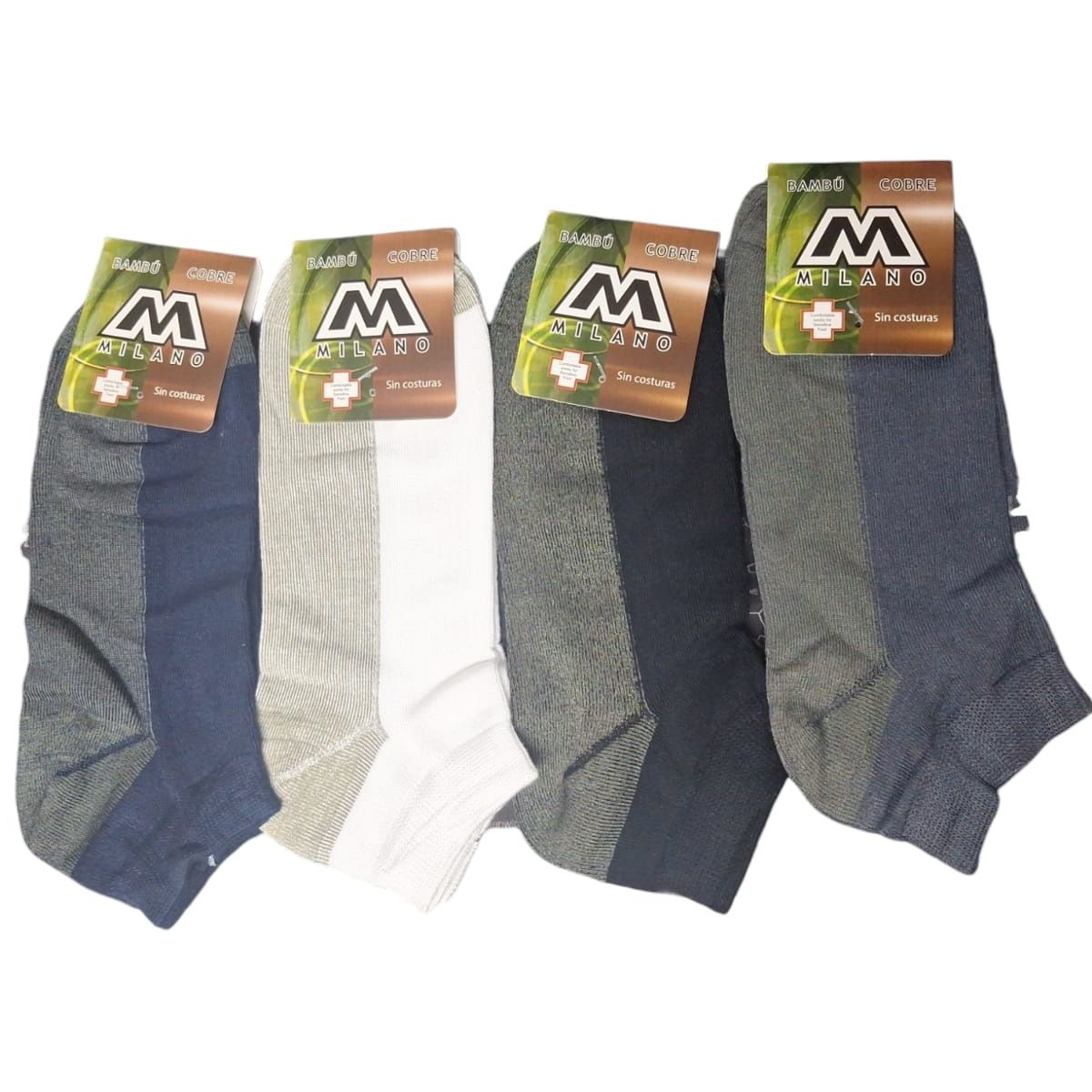 GARSIL - 12 Calcetas Tobillera Para Hombre - Fibra Cobre + Bambú - Sin Costuras
