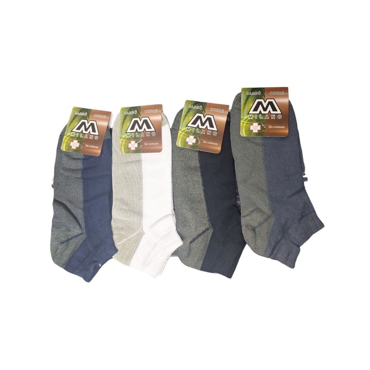 GARSIL - 12 Calcetas Tobillera Para Hombre - Fibra Cobre + Bambú - Sin Costuras