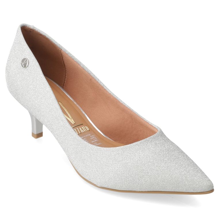 Stiletto Taco Aguja Glitter Plateado Mujer
