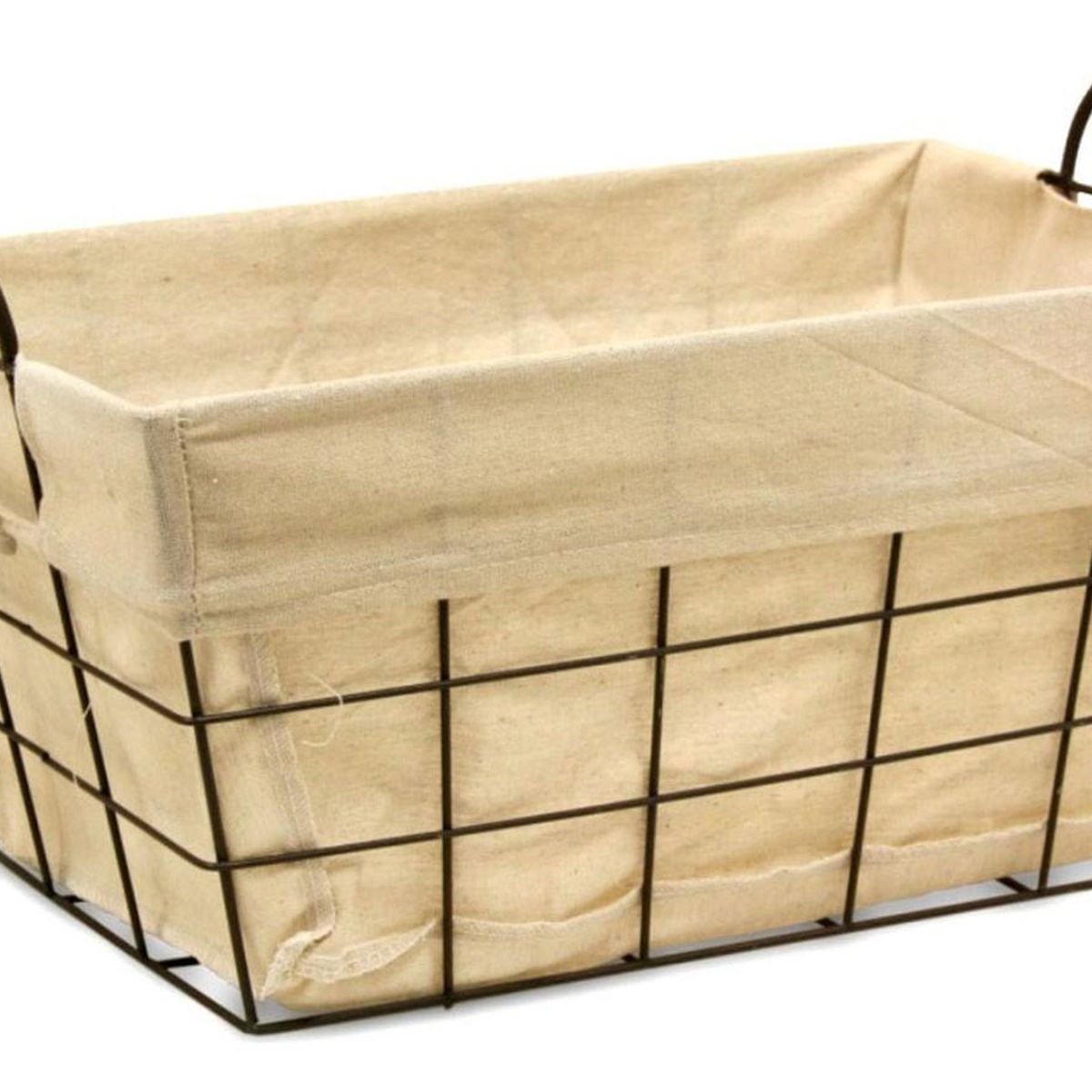 GENERICO - Canasto Metalico Rectangular Multiuso Grande Con Tela Dentro