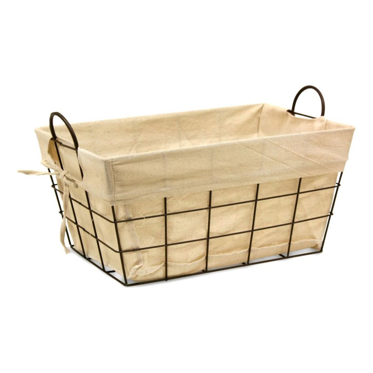 GENERICO - Canasto Metalico Rectangular Multiuso Grande Con Tela Dentro