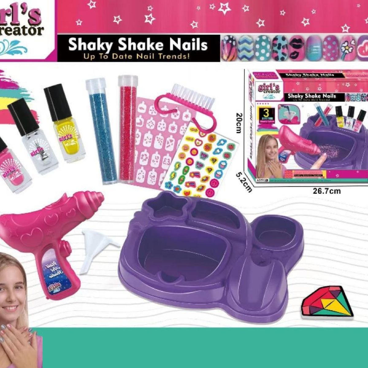 GENERICO - Set Manicure Pinta Uñas Con Dispensador De Glitter Juguete