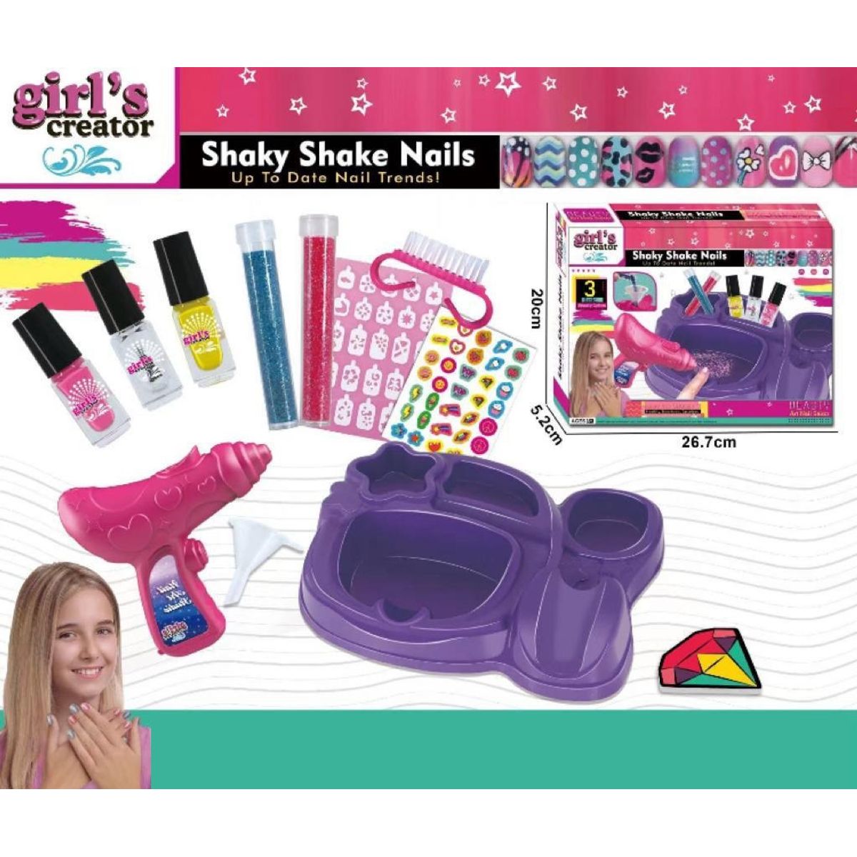 GENERICO - Set Manicure Pinta Uñas Con Dispensador De Glitter Juguete