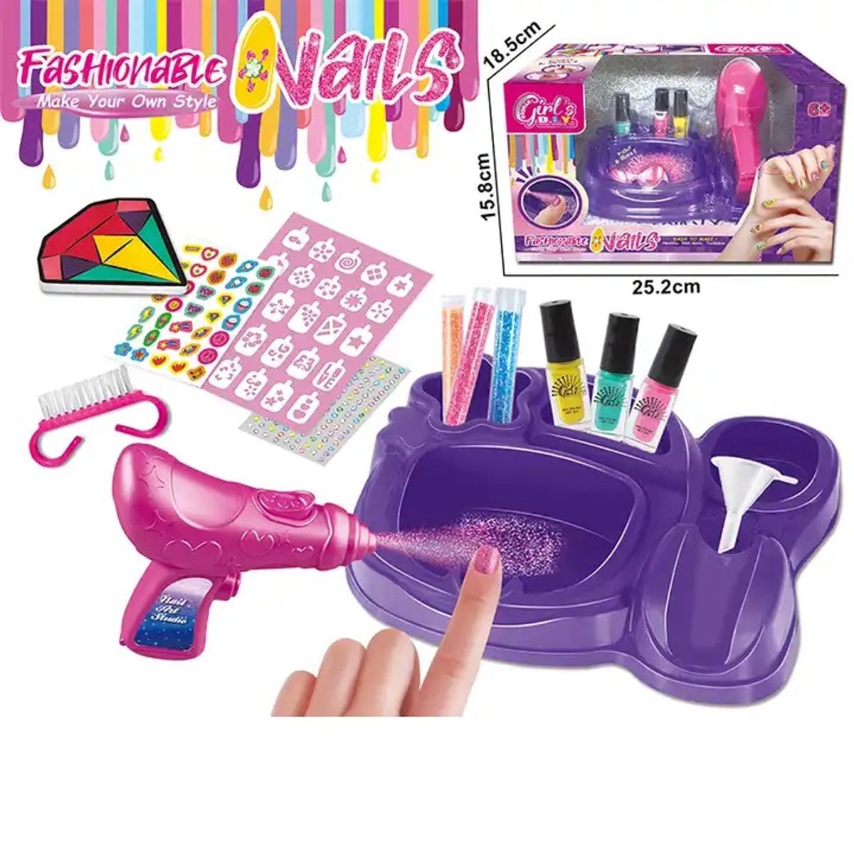 GENERICO - Set Manicure Pinta Uñas Con Dispensador De Glitter Juguete