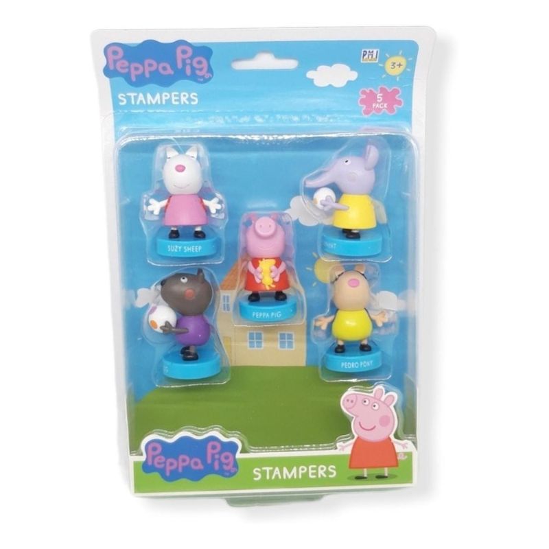 PEPPA PIG - Peppa Pig - Set 5 Figuritas Con Timbres - Sellos - Stampers - Blanco