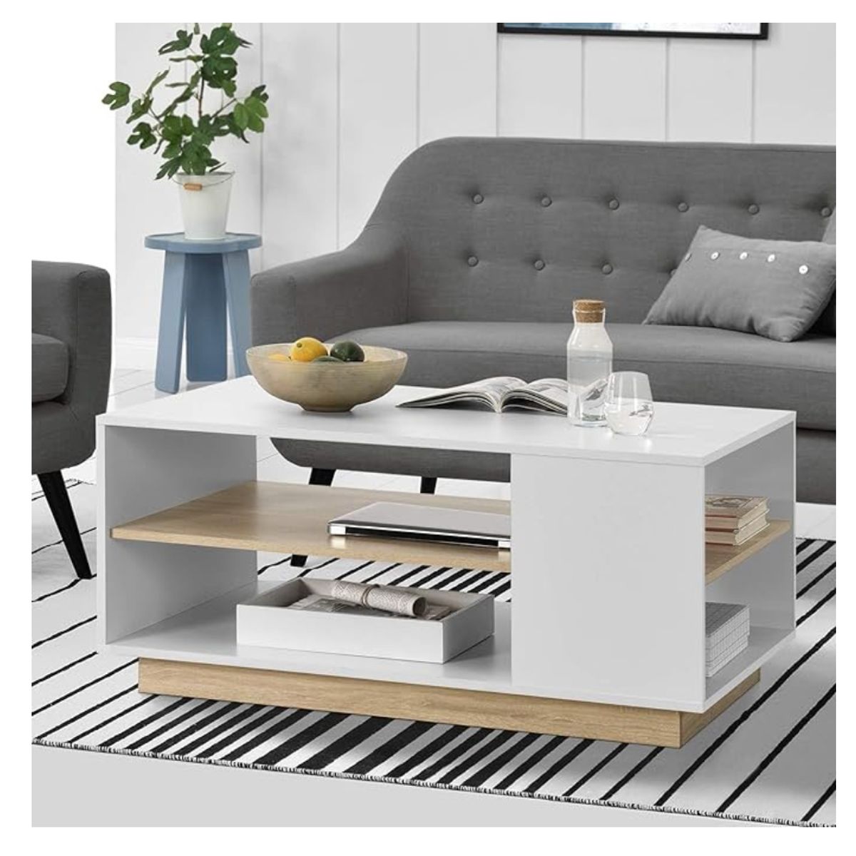 HOMER DESIGN - Mesa De Centro Con Repisa Para Living 100x60x46cm Ultifuncional