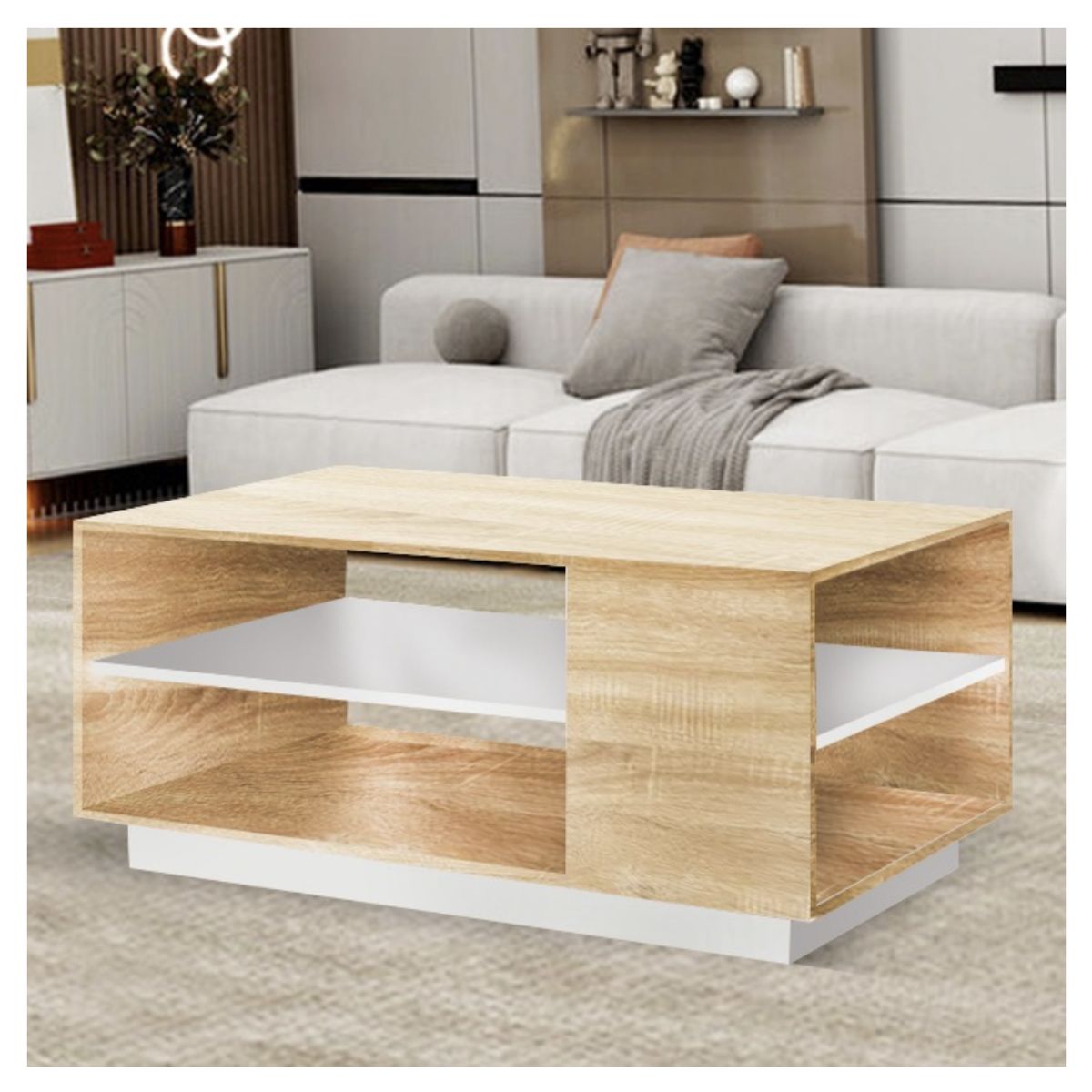 HOMER DESIGN - Mesa De Centro Con Repisa Para Living 100x60x46cm Norteaméricana