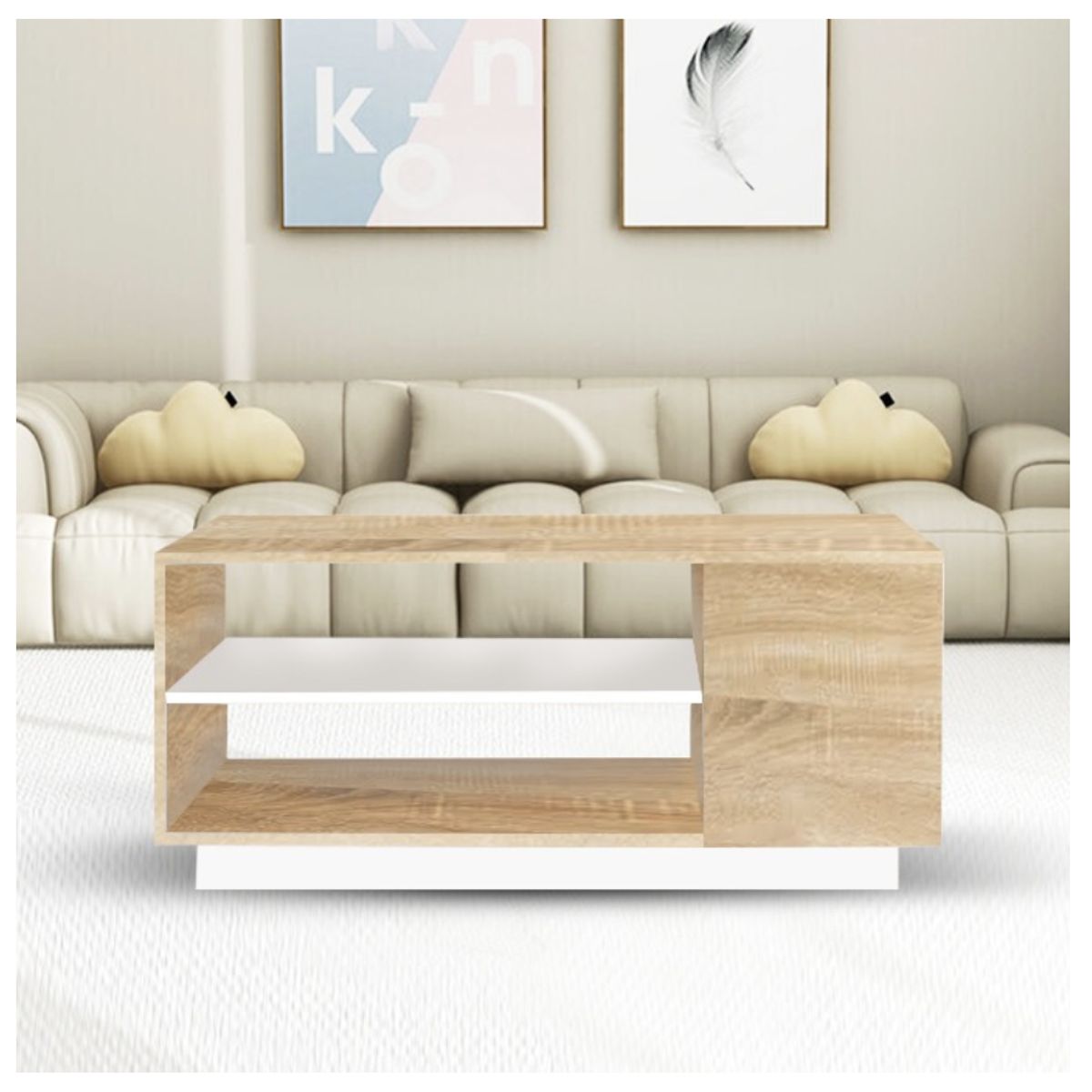 HOMER DESIGN - Mesa De Centro Con Repisa Para Living 100x60x46cm Norteaméricana