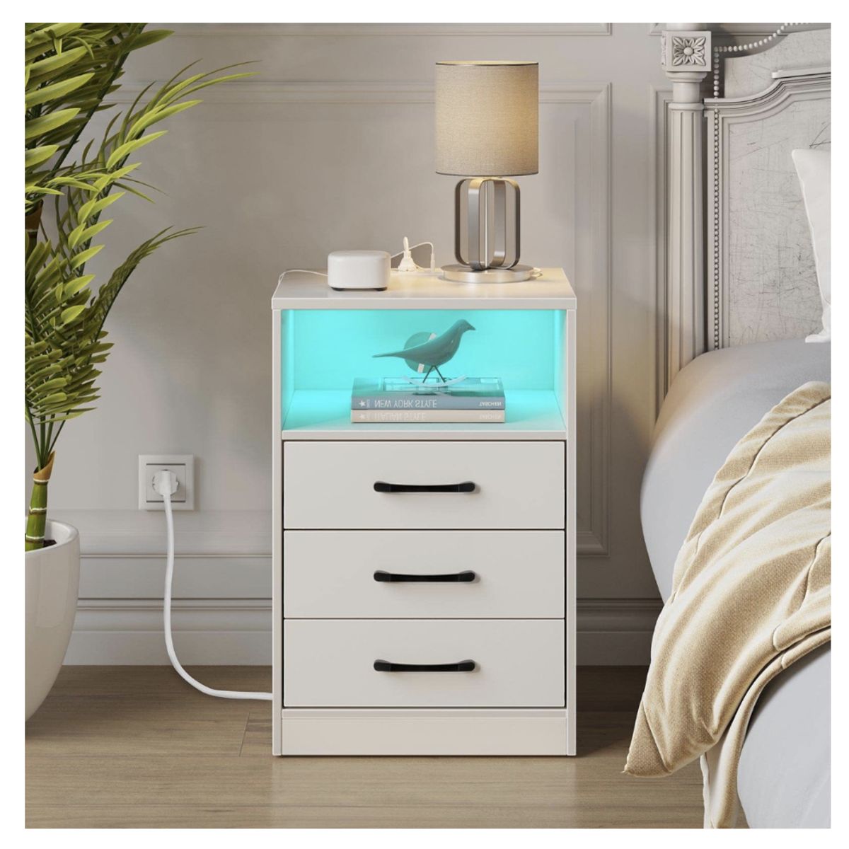 HOMER DESIGN - Velador Con Luz Variable Con Panel De Enchufes  40*35*60cm