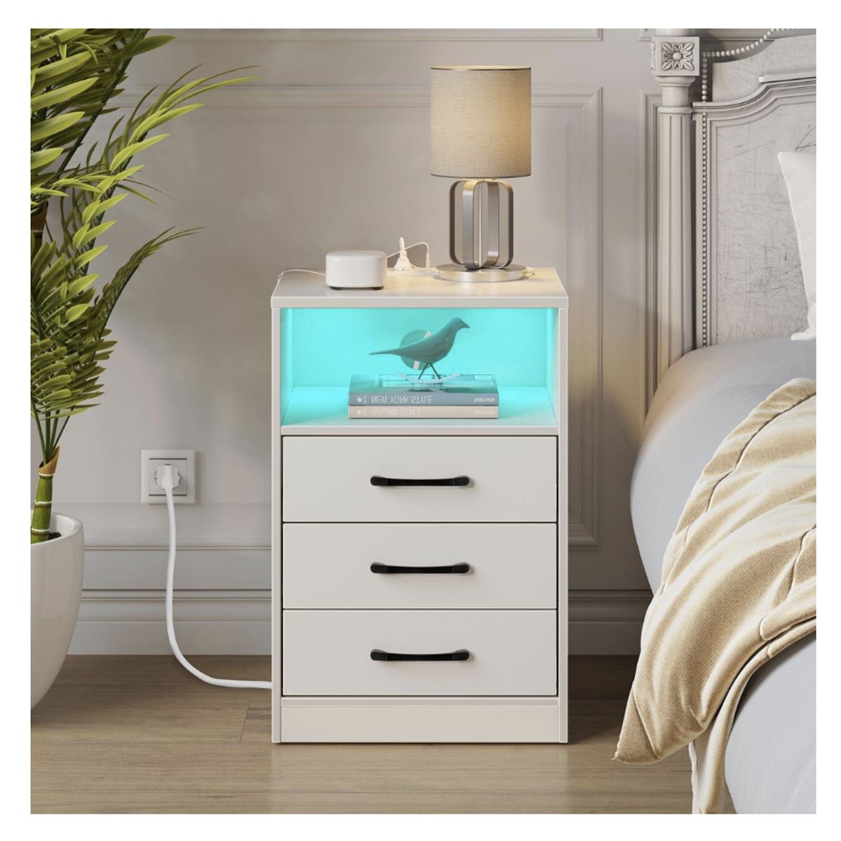 HOMER DESIGN - Velador Con Luz Variable Con Panel De Enchufes  40*35*60cm