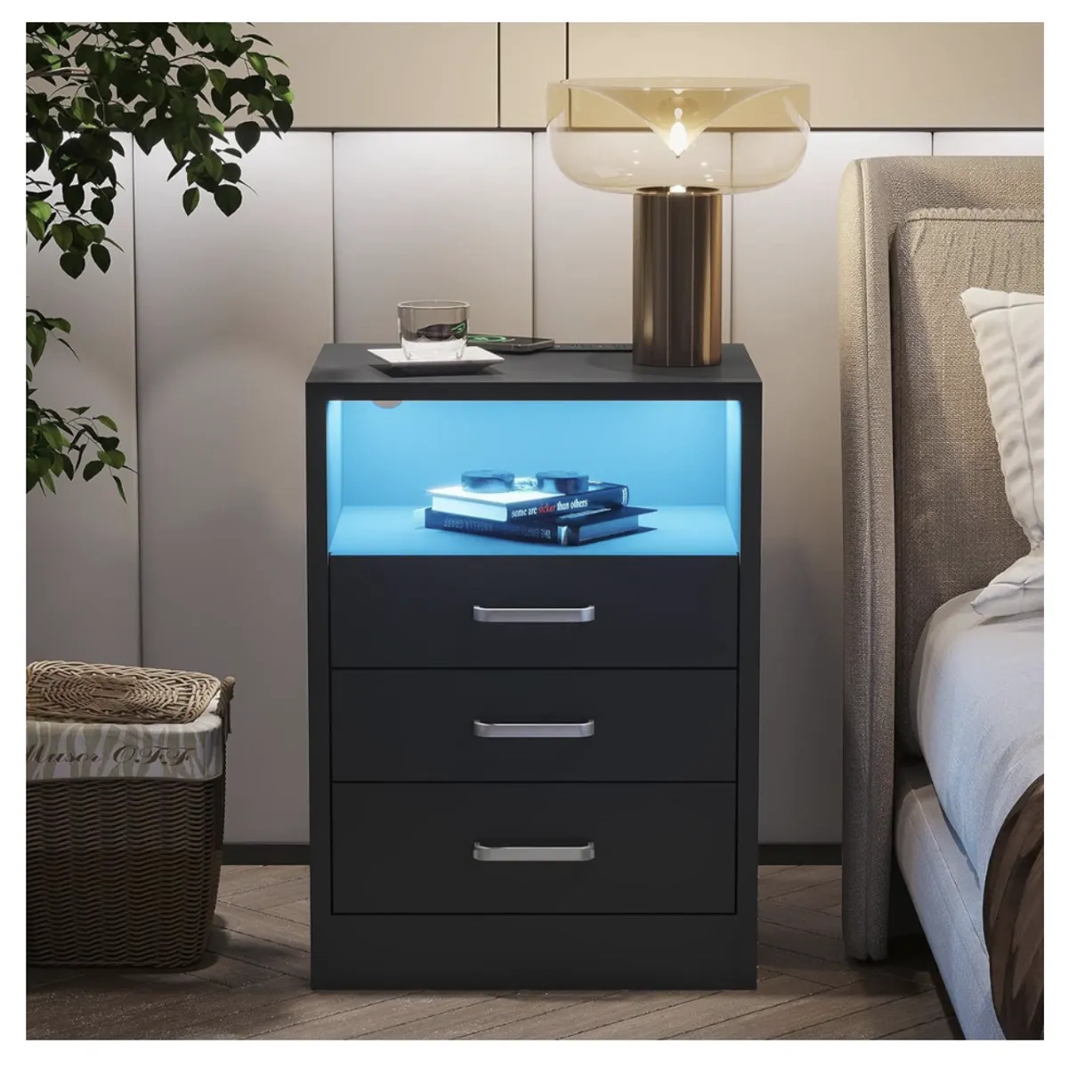 HOMER DESIGN - Velador Con Luz Variable Con Panel De Enchufes  40*35*60cm