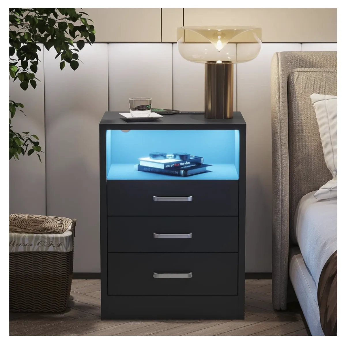 HOMER DESIGN - Velador Con Luz Variable Con Panel De Enchufes  40*35*60cm