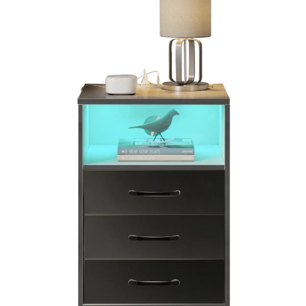 HOMER DESIGN - Velador Con Luz Variable Con Panel De Enchufes  40*35*60cm