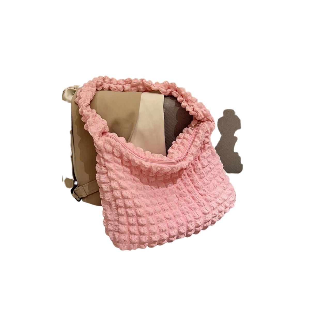 GENERICO - Bolso fruncido púrpura de gran capacidad asa superior para diariamente