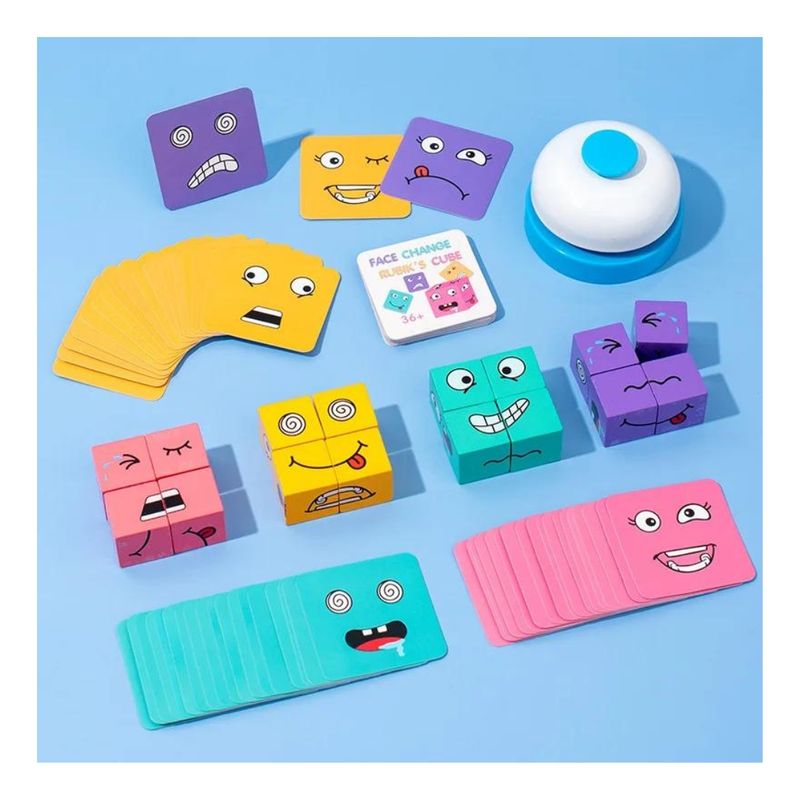 GENERICO - Juego EMOCIONES Cubos de Madera y Campana