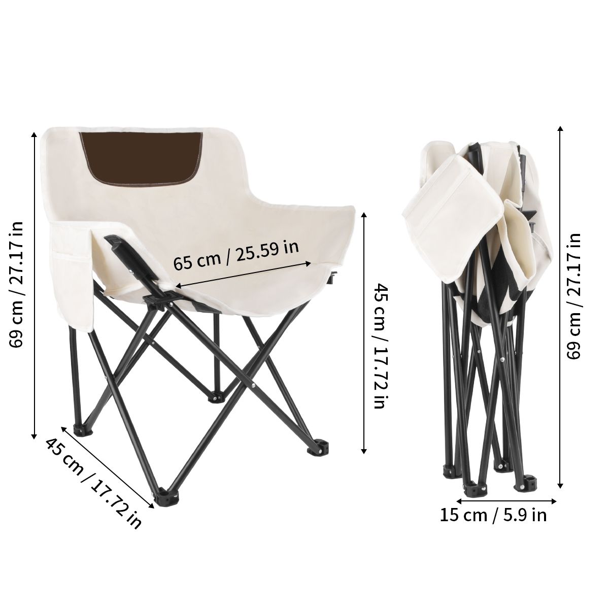 HALMAN - Beige Silla Plegable De Playa Camping Pesca Picnic Playa Bolsa